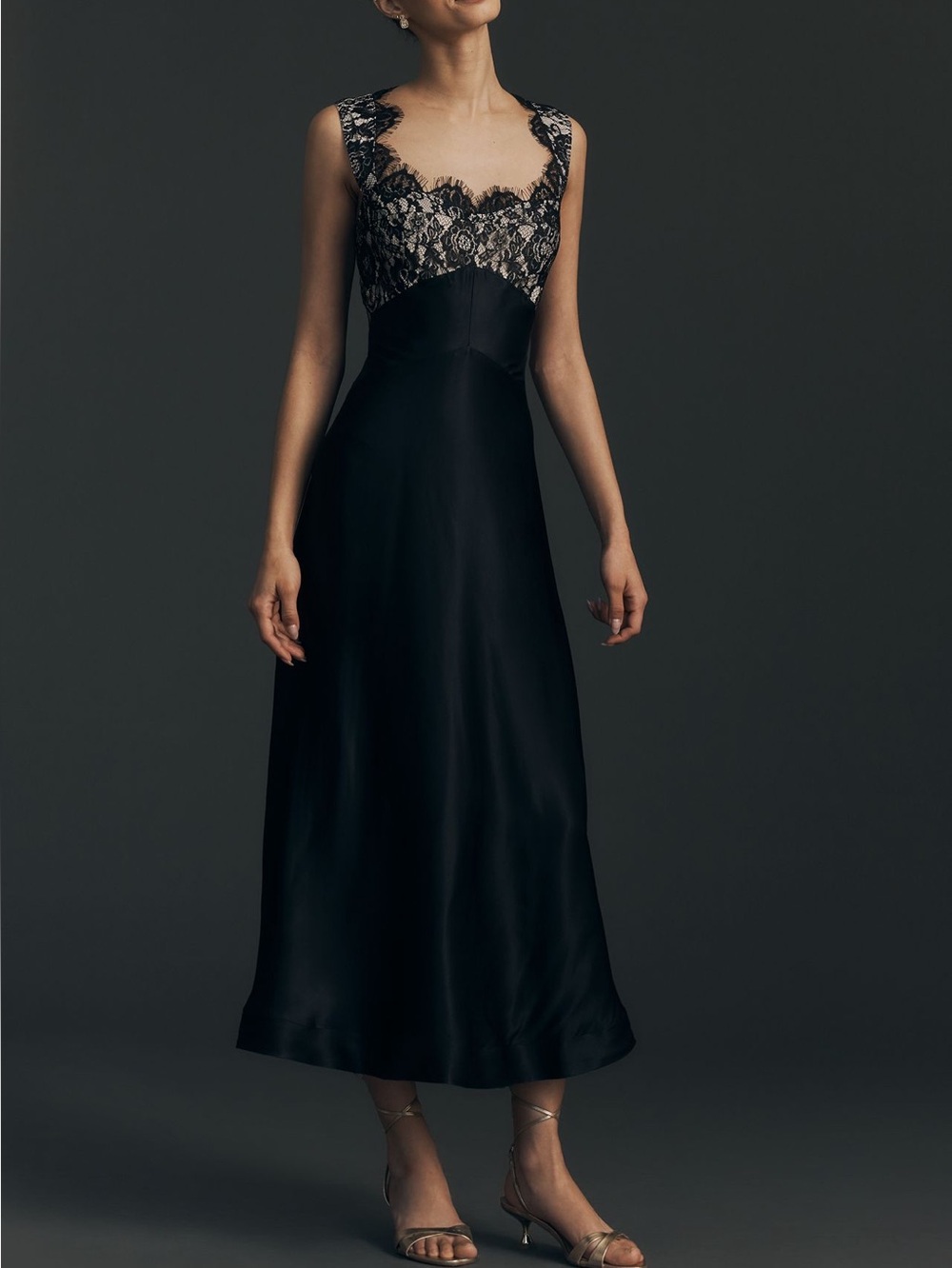 Anthropologie Sleeveless Lace Midi Dress Maeve Jocelyn New MP Black Viscose